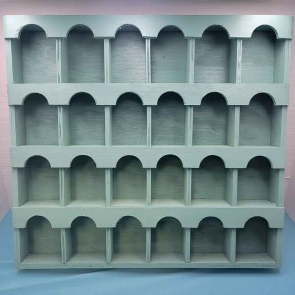 Cottage Core 24 Opening Cubby Mini Trinket Shelf Arches Jade Green 13"x12"